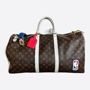 Louis Vuitton NBA Brown & White Monogram Keepall 50